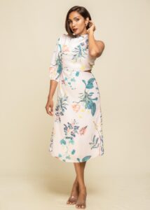 Allure Midi Dress - Beige Floral