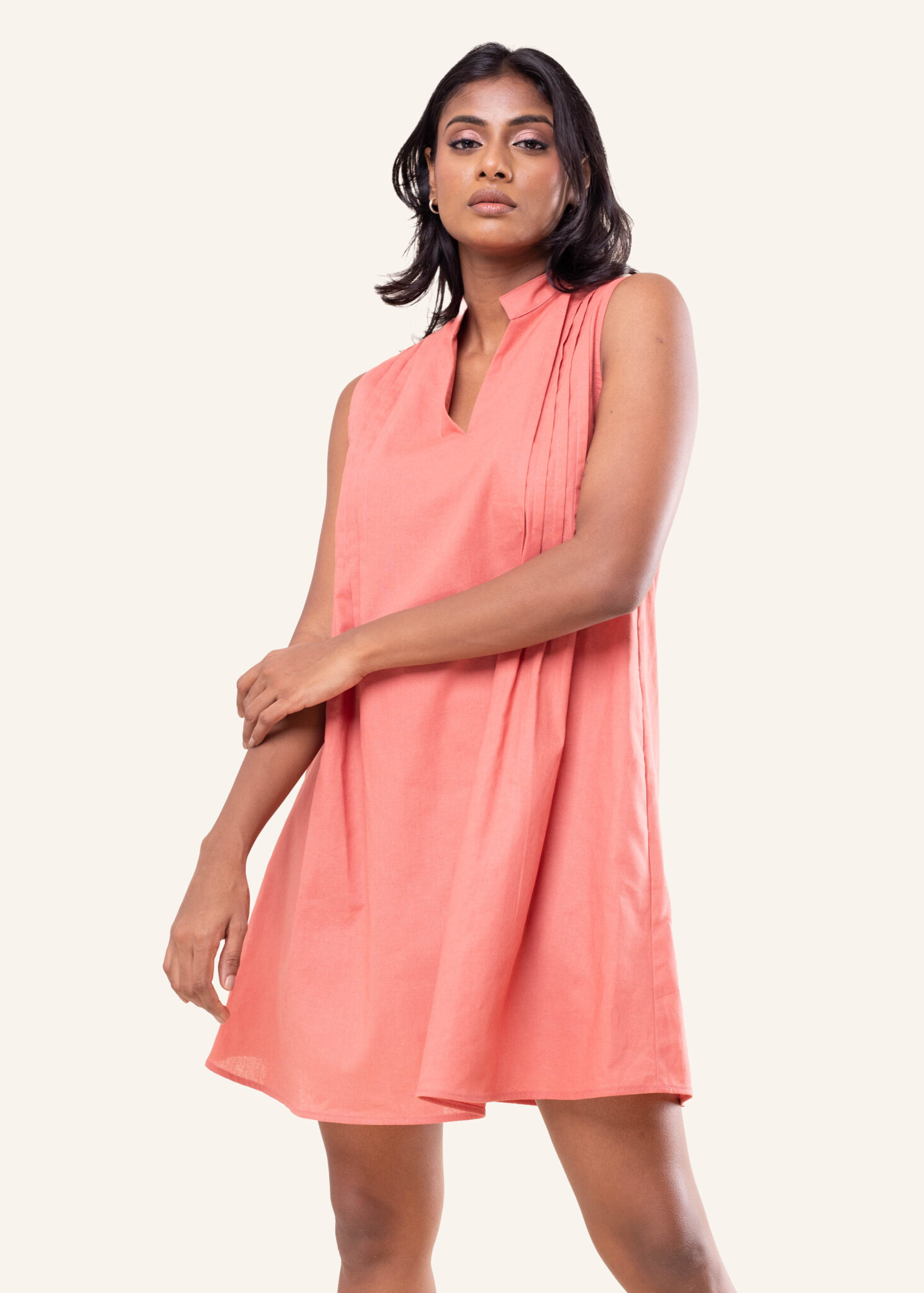 Avery Linen Dress - Peach