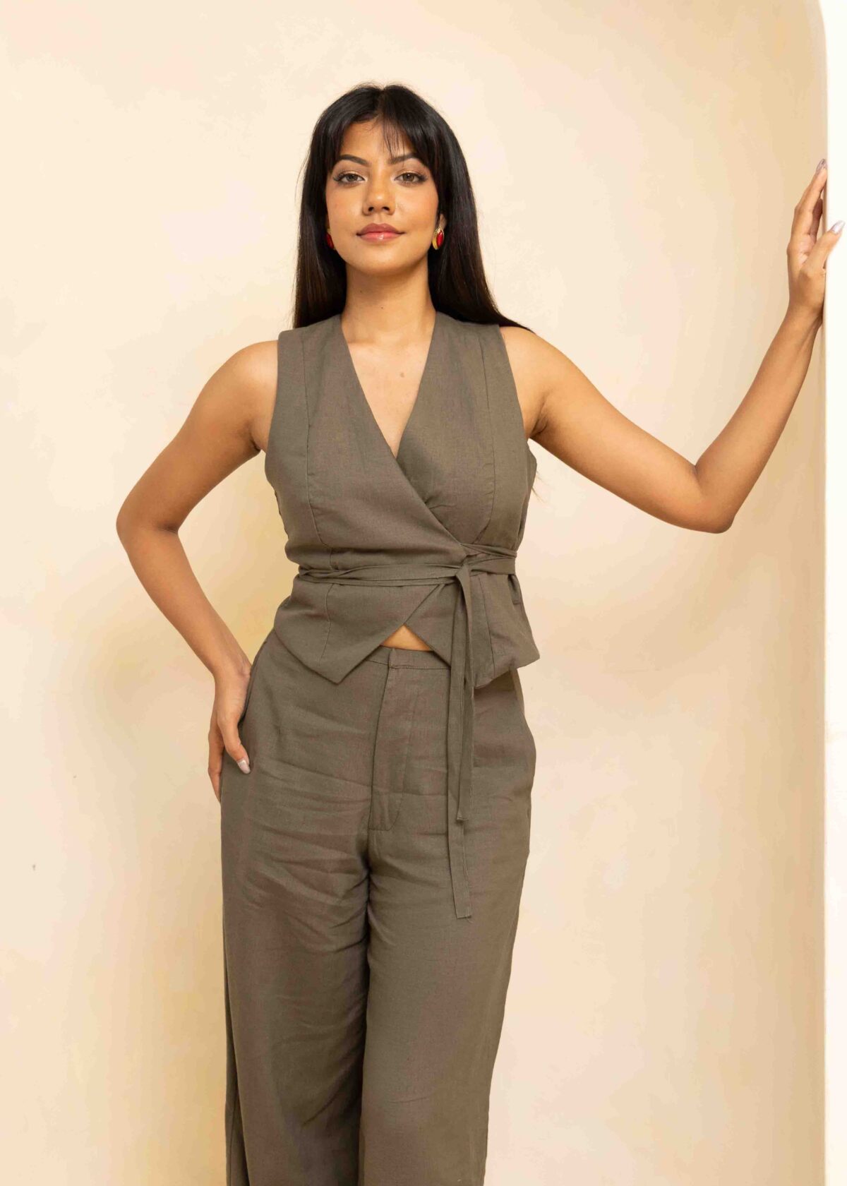Soho Linen Wrap Top - Image 4