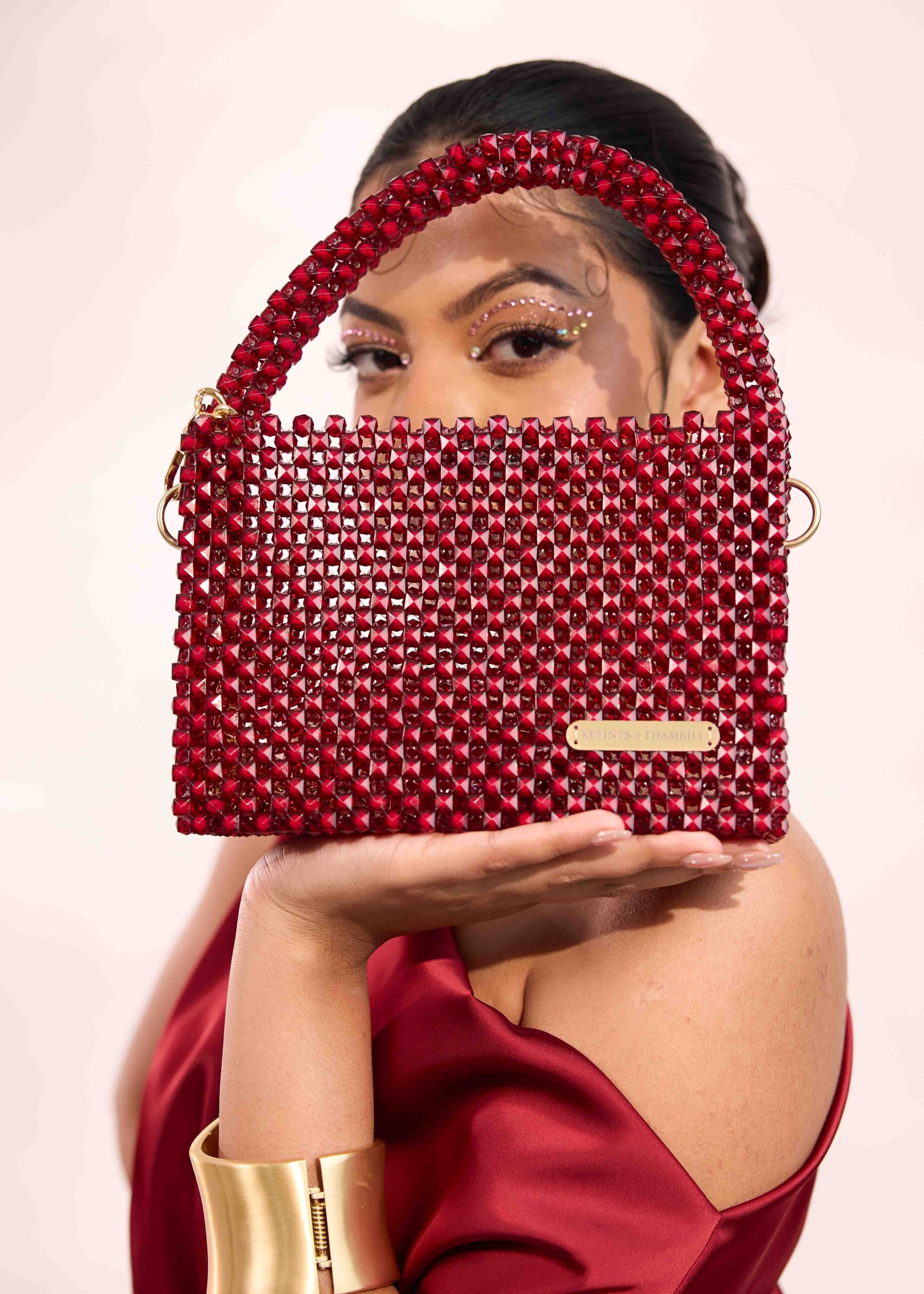 Maroon Crystal Beaded Bag
