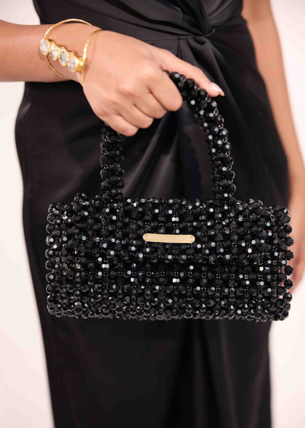 Black Crystal Beaded Bag
