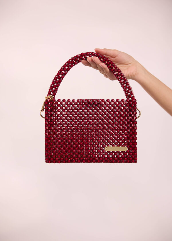 Alternative view of Maroon Crystal Beaded Bag